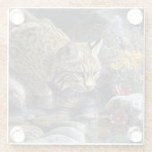 Bobcat mit Wildblumen Landschaftlich Art Glasuntersetzer (Rückseite)