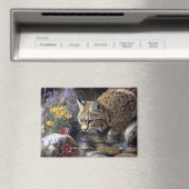 Bobcat mit Wildblumen Landschaftlich Art Magnet (In Situ (Geschirrspüler))