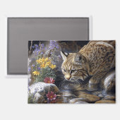 Bobcat mit Wildblumen Landschaftlich Art Magnet (Vorderseite/Rückseite)