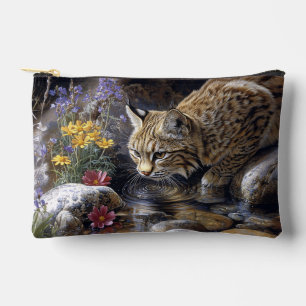 Bobcat mit Wildblumen Landschaftlich Art Zubehörtasche