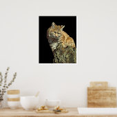 Bobcat sitzt auf einem Felsen von Junglewalk.com Poster (Küche)