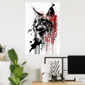 Bobcat Tintenportrait Poster (Heimbüro)