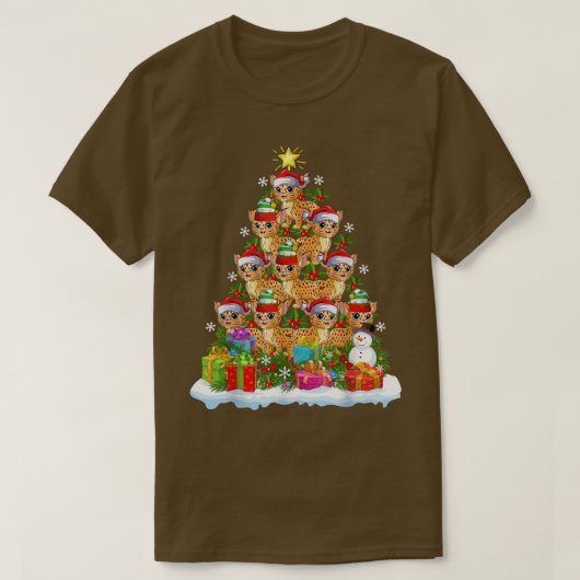 Bobcat Weihnachtsbaum Lighting Santa Bobcat Xmas T-Shirt (Design vorne)