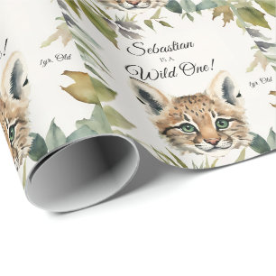 Bobcat Wild One Woodland Animal zum Geburtstag Geschenkpapier