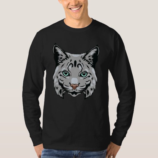 Bobcat Wildcat Staring Cool Animal Head Gesicht Ma T-Shirt (Vorderseite)