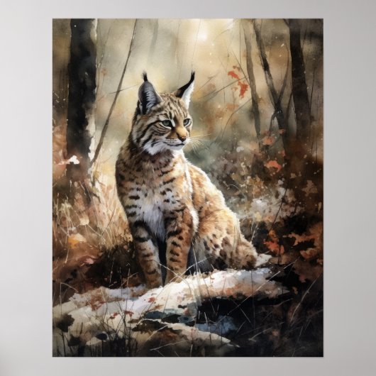 Bobcat Woodland Animal Art Print Poster (Vorne)