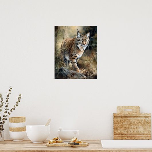Bobcat Woodland Animal Art Print Poster (Küche)