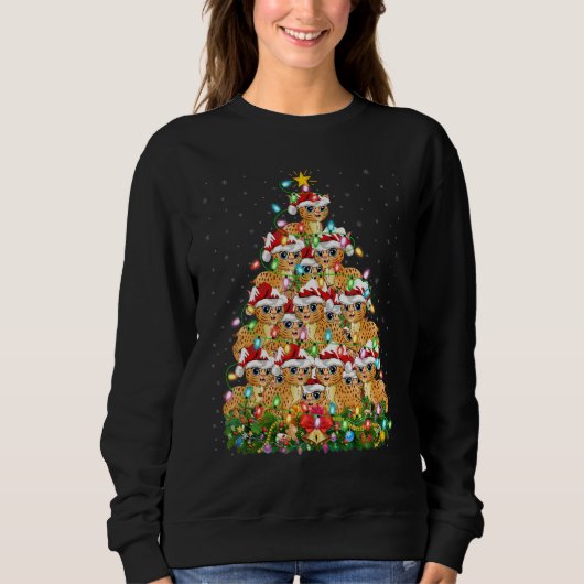 Bobcat   Xmas Lights Santa Bobcat Christmas Tree Sweatshirt (Vorderseite)