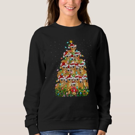 Bobcat Xmas Lights Santa Bobcat Christmas Tree Sweatshirt (Vorderseite)