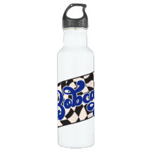 Bobcats Checkerboard Water Bottle: Blue