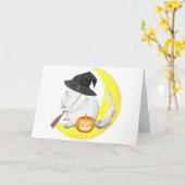 Bobo die Chinchilla halloonween Hexe Karte (Gelbe Blume)