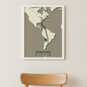 Bobolink Migration Map - Minimalistisch Vintag Poster