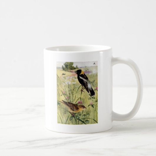 Bobolinks, Gänseblümchen und rosa Klee Kaffeetasse (Rechts)