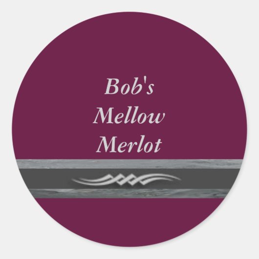 Bobs Mellow Merlot Weinetiketten Runder Aufkleber (Vorderseite)