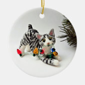 Bobtail Cat Gray Tabby Holiday Ornament (Vorne)