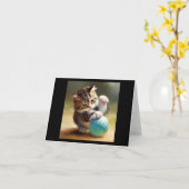 Bobtail Cat Karte (Gelbe Blume)