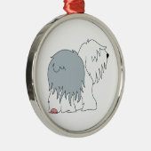 Bobtail Schäferhund Silbernes Ornament (Rechts)