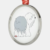 Bobtail Schäferhund Silbernes Ornament (Links)