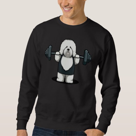 Bobtail Weightlifting Fitness Gym Old English She Sweatshirt (Vorderseite)