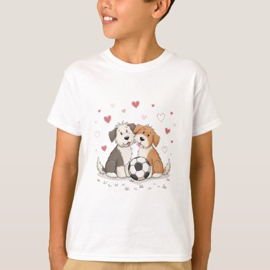 Bobtail with soccer ball for Valentine's Day T-Shirt (Vorderseite)