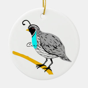 Bobwhite Blue-throated Quail Thunder_Cove Keramik Ornament