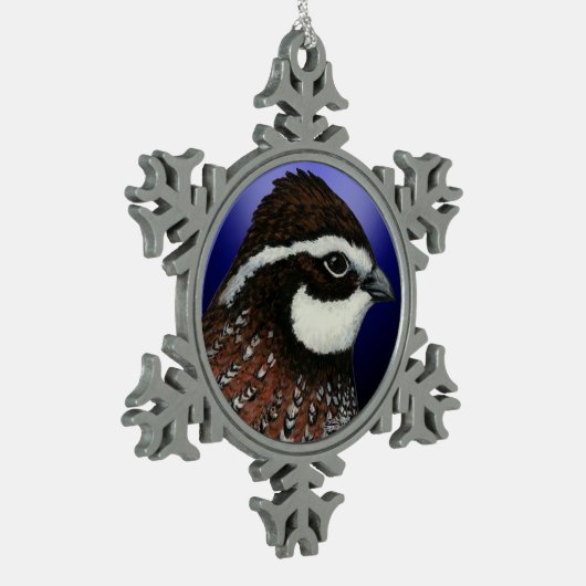 Bobwhite Quail Head Circle Schneeflocken Zinn-Ornament (Links)