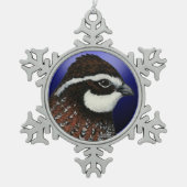 Bobwhite Quail Head Circle Schneeflocken Zinn-Ornament (Vorderseite)
