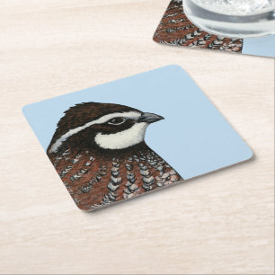 Bobwhite Quail Head Rechteckiger Pappuntersetzer