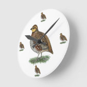 Bobwhite Quail Hen Runde Wanduhr (Winkel)