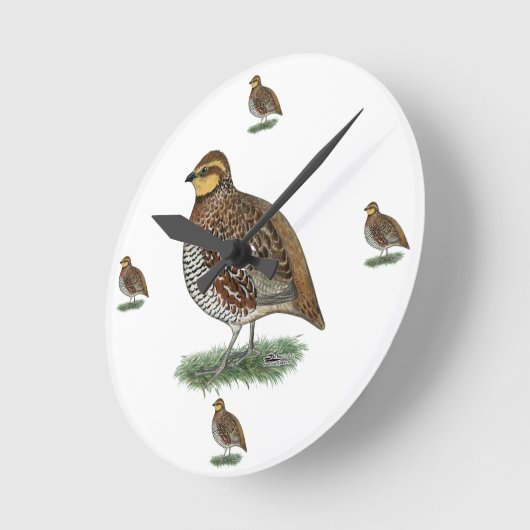 Bobwhite Quail Hen Runde Wanduhr (Winkel)