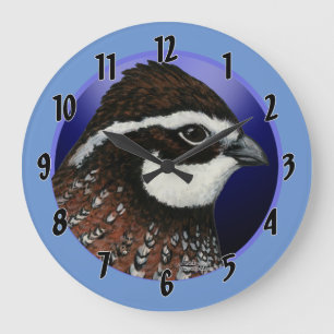 Bobwhite-Wachtel-Kopfkreis Große Wanduhr