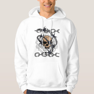 Bobwire kettete Schädel Hoodie an