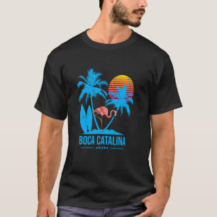 Boca Catalina Aruba. Flamingo und Palmen tropisch T-Shirt