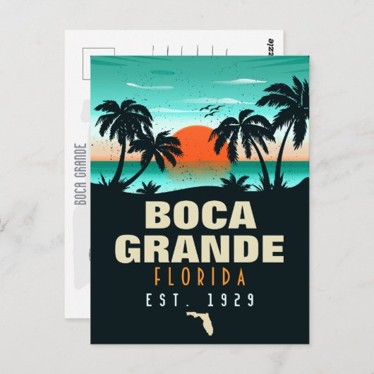 Boca Grande Florida Retro Sunset Souvenirs 60er Postkarte (Vorne/Hinten)