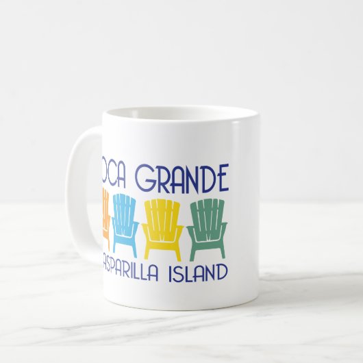 Boca große Gasparilla Insel-Florida-Strandstühle Kaffeetasse (Vorderseite Links)