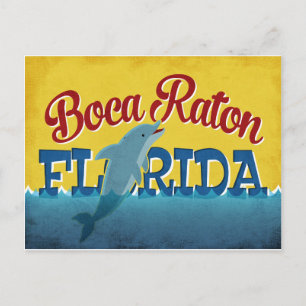 Boca Raton Florida Dolphin Retro Vintage Reise Postkarte