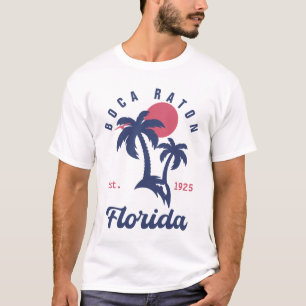 Boca Raton Florida Palm Tree Beach Vintag FL 60er T-Shirt