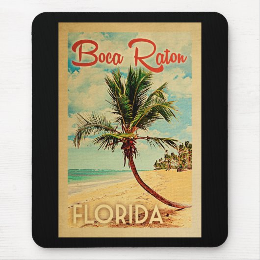 Boca Raton Florida Palm Tree Beach Vintage Reisen Mousepad (Vorne)