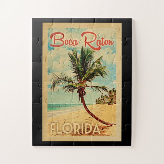 Boca Raton Florida Palmenstrand Vintage Reise Puzzle (Vertikal)