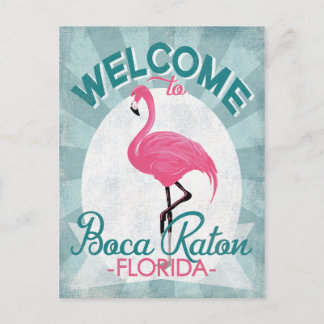 Boca Raton Florida Pink Flamingo Retro Postkarte