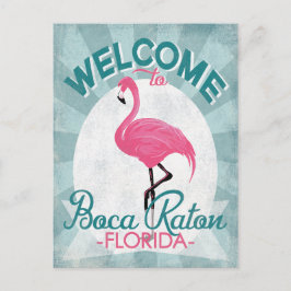 Boca Raton Florida Pink Flamingo Retro Postkarte