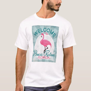 Boca Raton Florida Pink Flamingo Retro T-Shirt