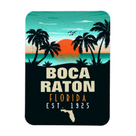 Boca Raton Florida Retro Sunset Beach Souvenirs Magnet