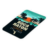 Boca Raton Florida Retro Sunset Beach Souvenirs Magnet (Linke Seite)