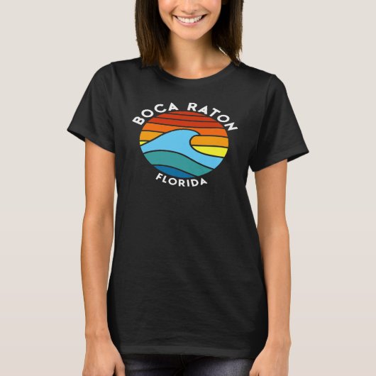 Boca Raton Florida Retro Wave Premium T-Shirt (Vorderseite)