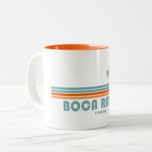 Boca Raton Florida Sun Palm Trees Zweifarbige Tasse (Vorderseite Links)