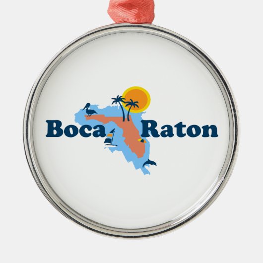 Boca Raton - Karten-Entwurf Silbernes Ornament (Vorne)