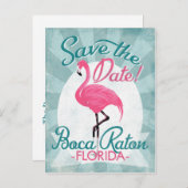 Boca Raton Save the Date Pink Flamingo Ankündigungspostkarte (Vorne/Hinten)
