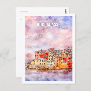 Boccadasse Italien Berühmte Wasserfarbskizze Postkarte