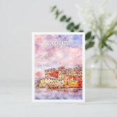 Boccadasse Italien Berühmte Wasserfarbskizze Postkarte (Stehend Vorderseite)